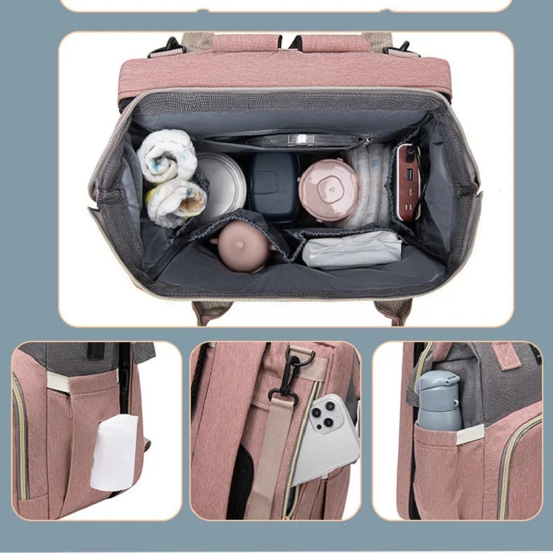 Portable Folding Mommy Bag Lightweight Large-capacity Baby Backpack Female Mommy Outing Bag Foldable Crib Bed Bags Mummy Bag