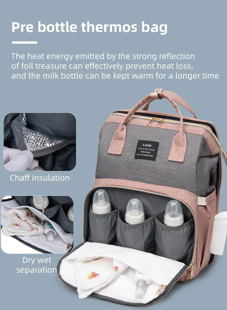 Portable Folding Mommy Bag Lightweight Large-capacity Baby Backpack Female Mommy Outing Bag Foldable Crib Bed Bags Mummy Bag