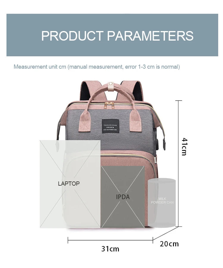 Portable Folding Mommy Bag Lightweight Large-capacity Baby Backpack Female Mommy Outing Bag Foldable Crib Bed Bags Mummy Bag