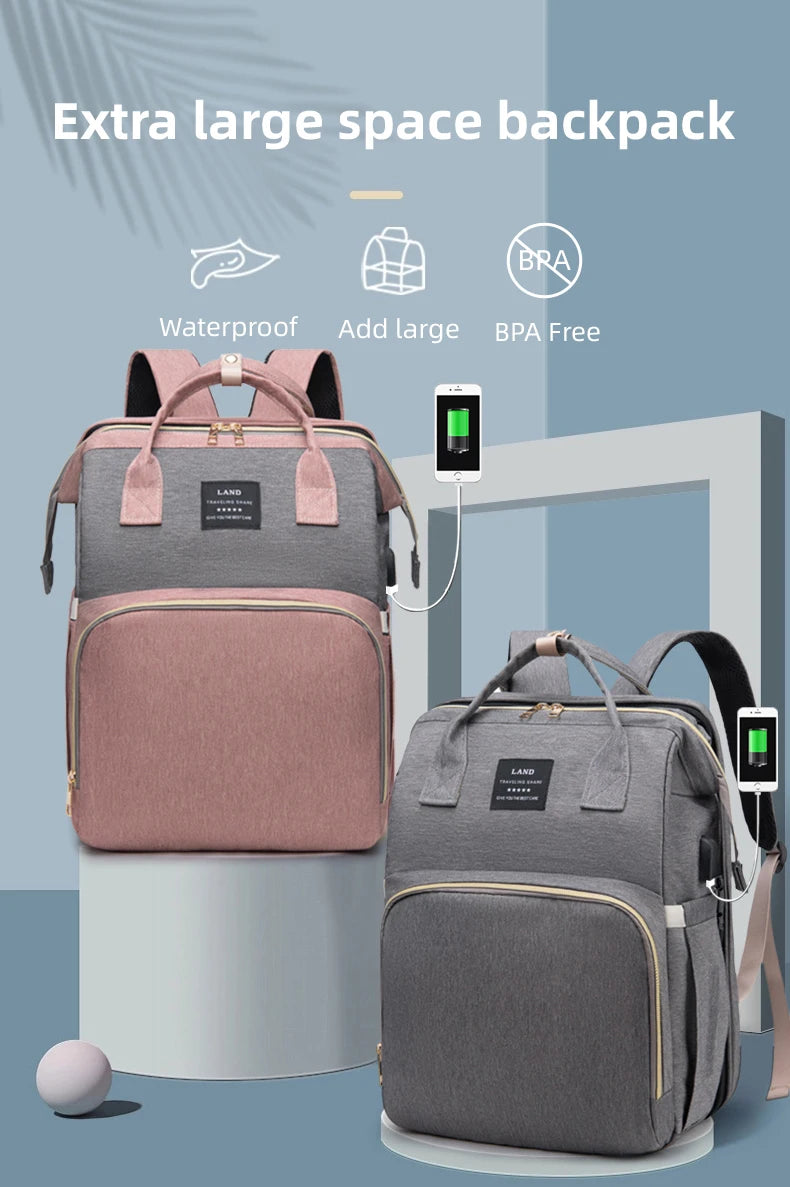 Portable Folding Mommy Bag Lightweight Large-capacity Baby Backpack Female Mommy Outing Bag Foldable Crib Bed Bags Mummy Bag