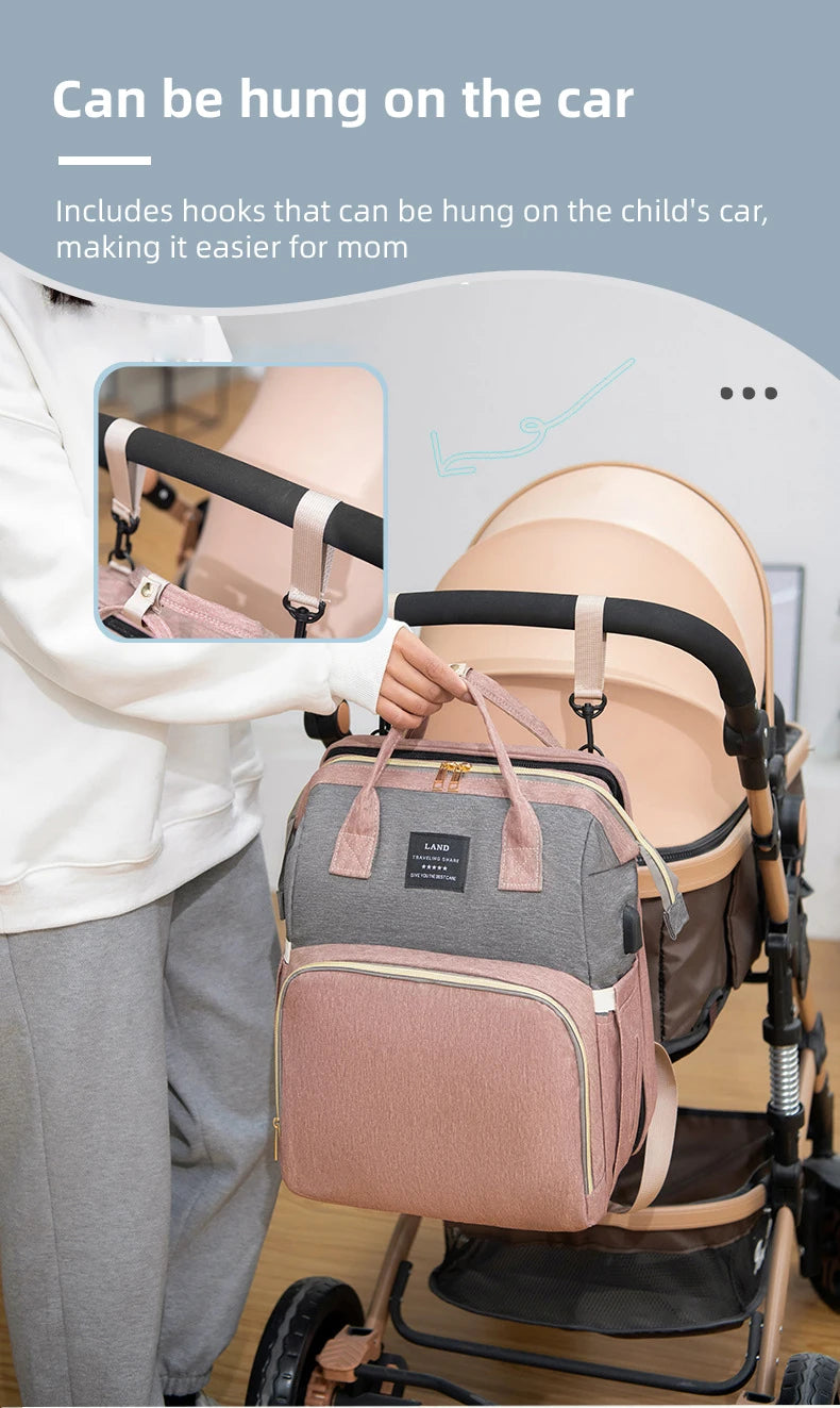 Portable Folding Mommy Bag Lightweight Large-capacity Baby Backpack Female Mommy Outing Bag Foldable Crib Bed Bags Mummy Bag